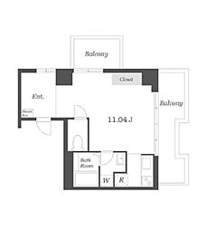 PIPE 8階ワンルームの間取り