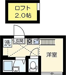 マーベラス国分寺内藤II 2階ワンルームの間取り
