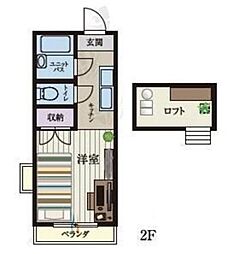 b'CASA川越南大塚re-born ワンルームの間取図画像