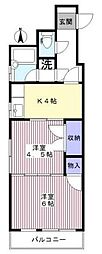 松庵ハイム 2階2Kの間取り