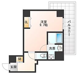 JR東西線 新福島駅 徒歩4分の賃貸マンション 8階1Kの間取り
