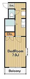 ブリックメゾン1号館 1Kの間取図画像
