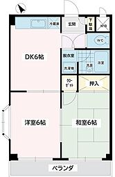 ティビル 3階2DKの間取り