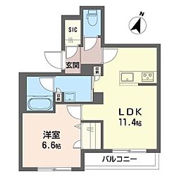 コート辻堂 1階1LDKの間取り