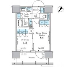 HARUMIFLAGPORTVILLAGEC棟 1LDKの間取図画像