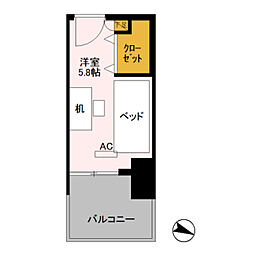 ロイヤルパークスER万代 ワンルームの間取図画像