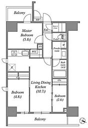 ACP Residence 浅草 2SLDKの間取図画像