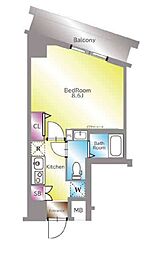 アイル イマージュ押上イースト 2階1Kの間取り