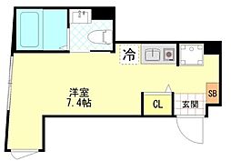 FERIO三河島 3階ワンルームの間取り