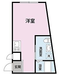 西武新宿線 鷺ノ宮駅 徒歩8分の賃貸マンション 3階ワンルームの間取り