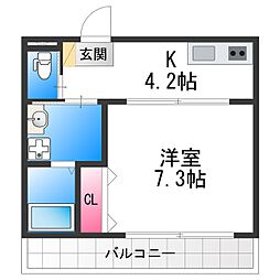 堺市堺区一条通アパート 1Kの間取図画像