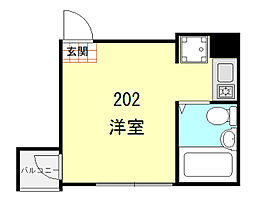 シャンテ町屋 ワンルームの間取図画像
