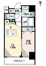 プレール・ドゥーク秋葉原III 7階1DKの間取り