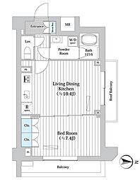 プレール・ドゥーク新宿West 4階1LDKの間取り