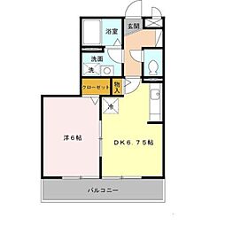 グランシャリオ2 1DKの間取図画像
