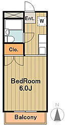 京王相模原線 京王堀之内駅 徒歩2分の賃貸マンション 3階1Kの間取り