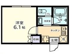 イーストランド稲毛 2階1Kの間取り