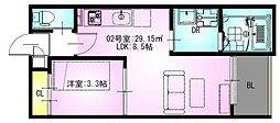 レガリスト浜野 1LDKの間取図画像