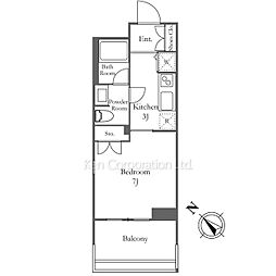 六本木グランドタワーレジデンス 3階1Kの間取り