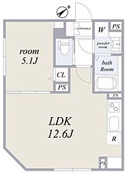 エルファーロ赤坂 1LDKの間取図画像