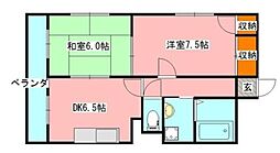 メゾンミカド 2DKの間取図画像
