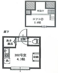 アーバンプレイス南阿佐ヶ谷IIA 2階ワンルームの間取り