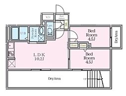 HJクラウンI 地下1階2LDKの間取り