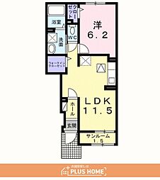 ウエスタン ヴィレッジII 1LDKの間取図画像