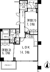 下北沢パークハウス 2階2LDKの間取り