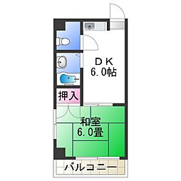 クリスタル長居 1DKの間取図画像