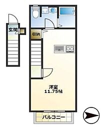 JR横浜線 片倉駅 徒歩9分の賃貸アパート 2階ワンルームの間取り