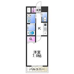 クローバー・グランデ長居公園 1Kの間取図画像