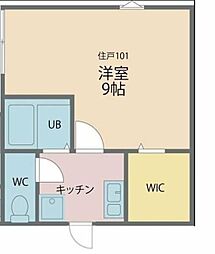 カインドネス八王子緑町 1階1Kの間取り