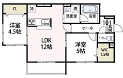 ルガロ ノイエス 2LDKの間取図画像