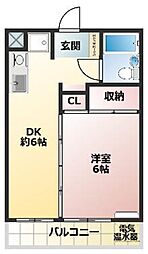 ガーデンハイツフタバ 2階1DKの間取り