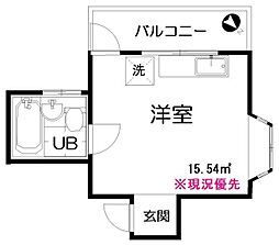 コーポセントラル 2階ワンルームの間取り