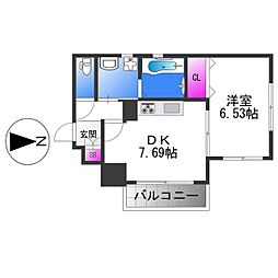 レクエルド柏田本町 2階1DKの間取り