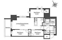 コンフォリア・リヴ板橋 10階3LDKの間取り