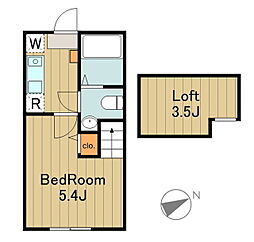 多摩都市モノレール 大塚・帝京大学駅 徒歩12分の賃貸アパート 1階1Kの間取り