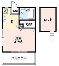 メゾン林間 ワンルームの間取図画像