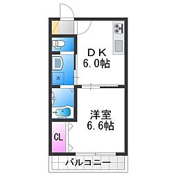 STABLE SHOJIHIGASHI 2階1DKの間取り