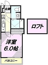 プラウランド京王堀之内 1Kの間取図画像