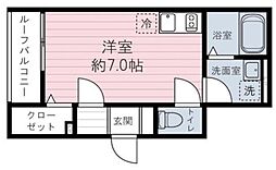 リノヴェルディ中板橋 2階ワンルームの間取り