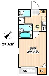クレフラスト緑ヶ丘 1Kの間取図画像