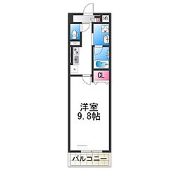 ドゥーロ北長尾 5階1Kの間取り