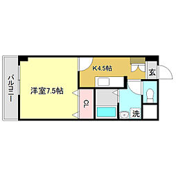 スカイブルー潮江 1Kの間取図画像