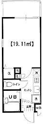 フラワーヒルズ 1Kの間取図画像