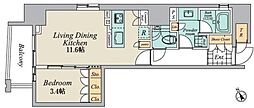 CRESTCOURT清澄庭園 1LDKの間取図画像