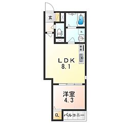 Lino久宝寺 1LDKの間取図画像