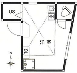 ジョイハウス 2階ワンルームの間取り